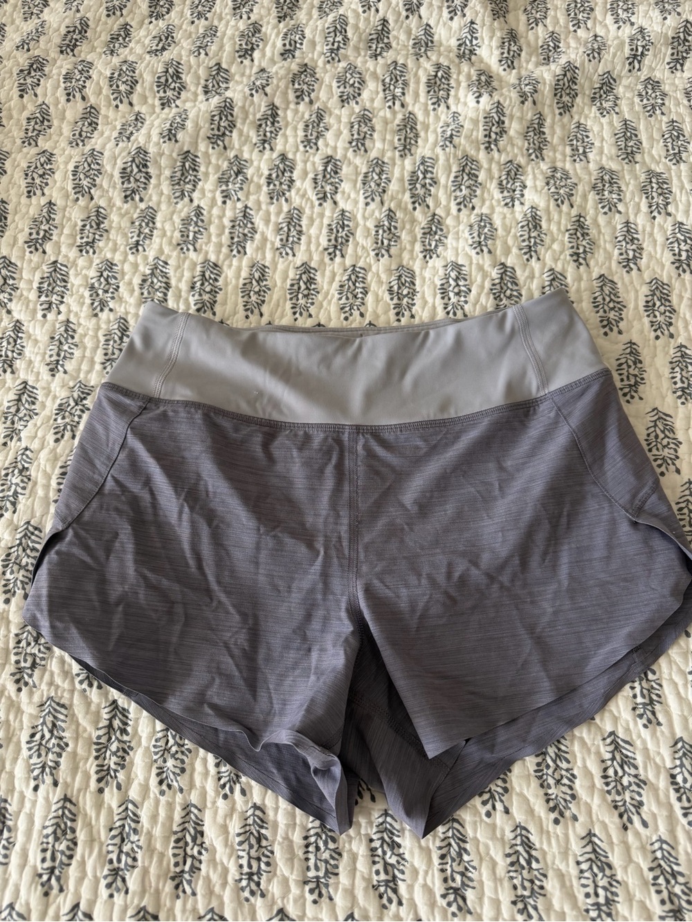 Athleta Two-Tone Purple High-Waist Athletic Shorts